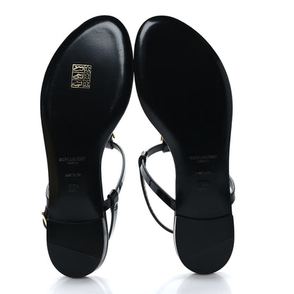 Saint Laurent Patent Calfskin Cassandra Monogram Sandals 36.5 Black 5 of 8