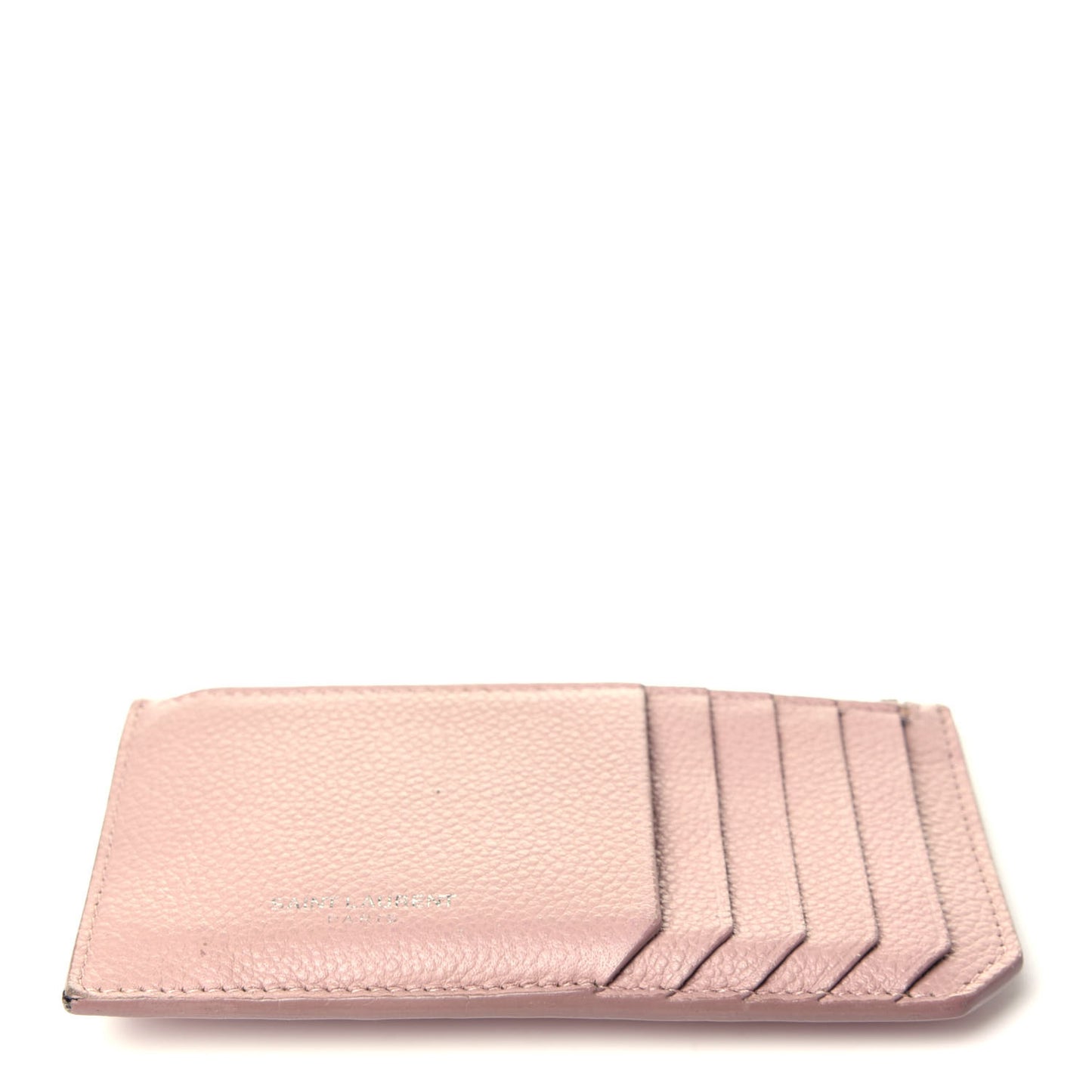 Grained Calfskin 5 Fragments Zip Pouch Card Holder Rose Antic