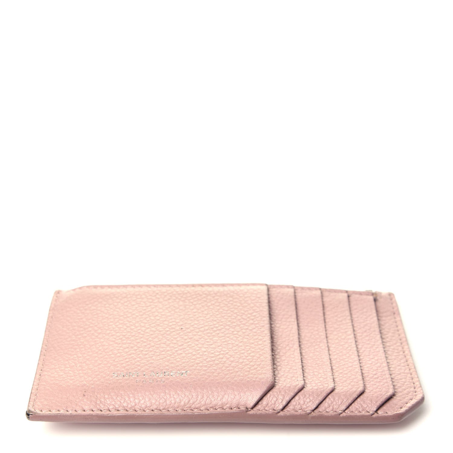 Saint Laurent Grained Calfskin 5 Fragments Zip Pouch Card Holder Rose Antic 10 of 11