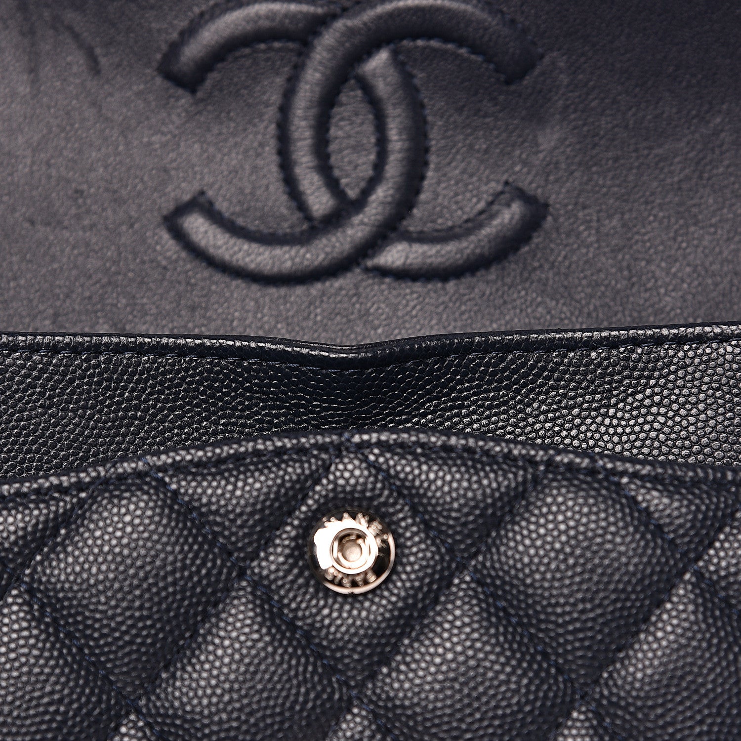 Chanel Caviar Quilted Small Double Flap Navy 12 of 14