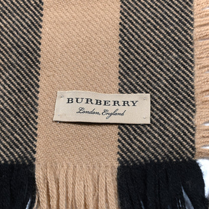 Burberry Wool Half Mega Check Fringe Scarf Camel 3 of 4