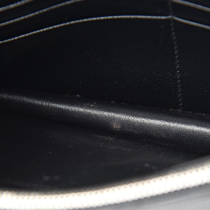 Saint Laurent Grain De Poudre Matelasse Chevron Monogram Envelope Chain Wallet Black 7 of 12