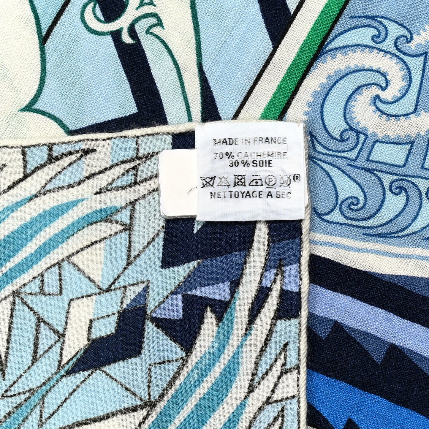 Cashmere Silk Kawa Ora Shawl 140 Ciel Bleu Jean Vert