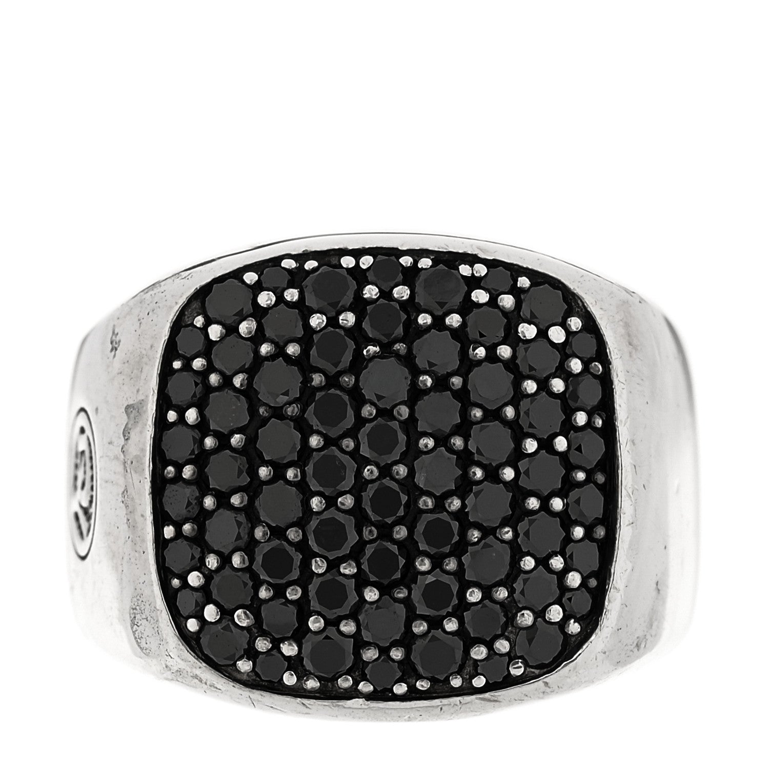 David Yurman Sterling Silver Black Diamond Streamline Signet Ring 61 9.5 1 of 4