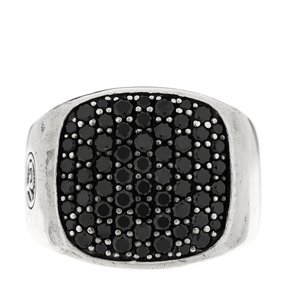 David Yurman Sterling Silver Black Diamond Streamline Signet Ring 61 9.5 1 of 4