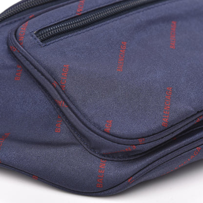 Balenciaga Twill Nylon Allover Logo Explorer Beltpack Bleu Canopee Rouge 8 of 9
