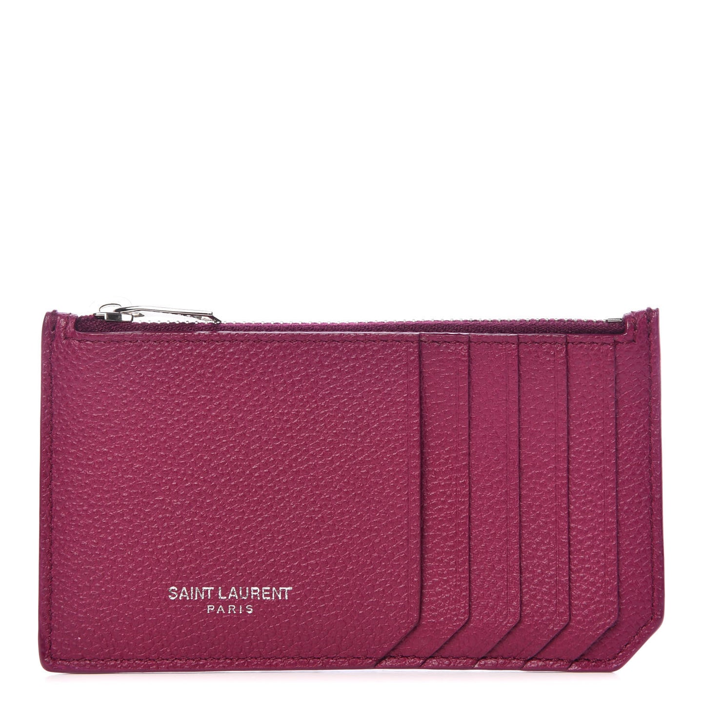Grained Calfskin 5 Fragments Zip Pouch Card Holder Pivoine