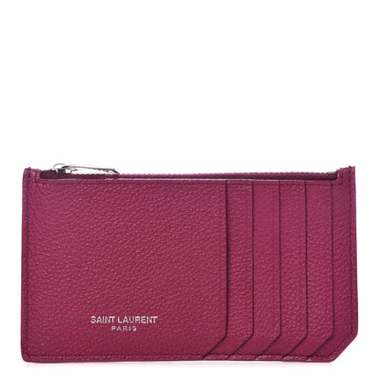 Saint Laurent Grained Calfskin 5 Fragments Zip Pouch Card Holder Pivoine 1 of 8