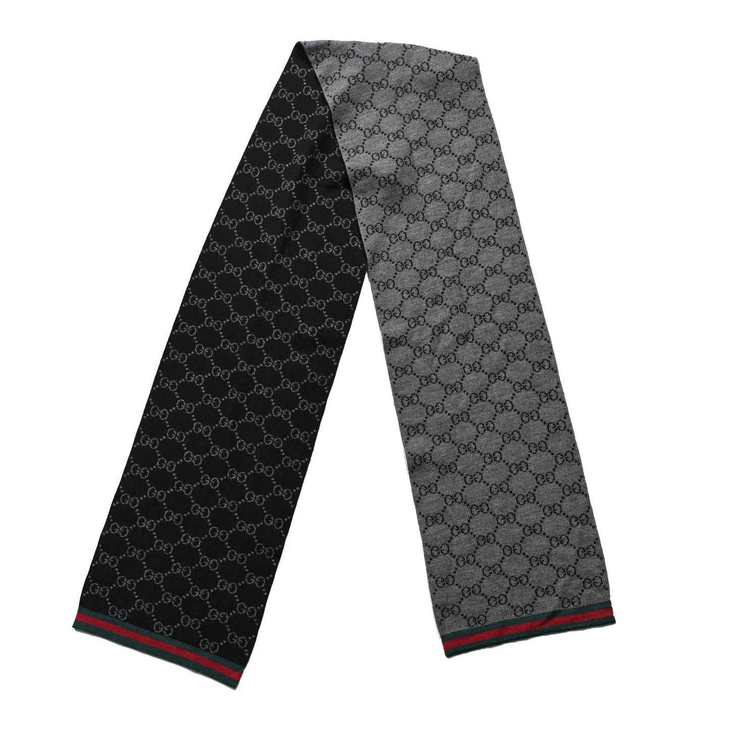 Wool Jacquard Monogram Web Scarf Lead Dark Green