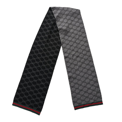 Gucci Wool Jacquard Monogram Web Scarf Lead Dark Green 2 of 3