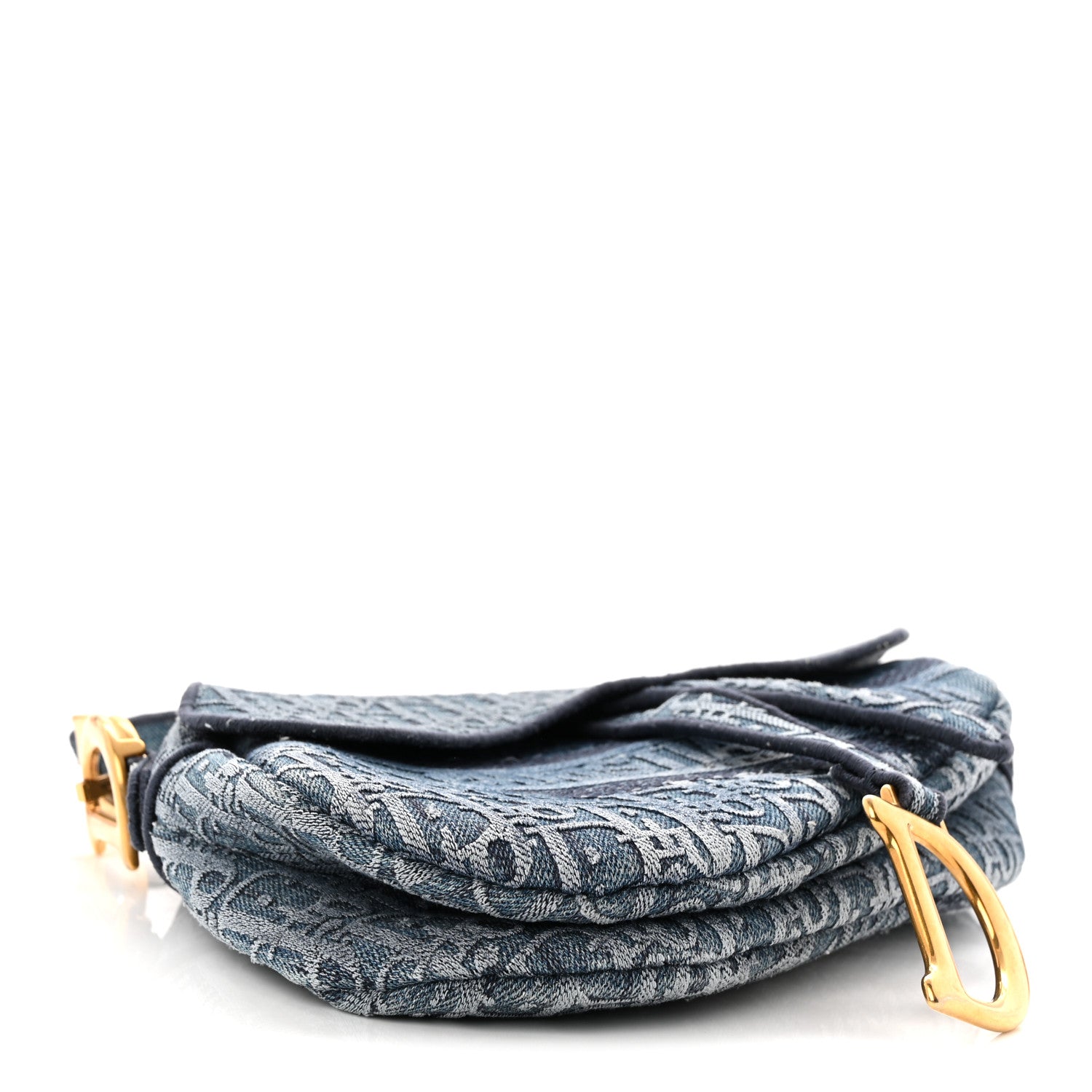 Christian Dior Oblique Embroidered Saddle Bag Denim Blue 4 of 12