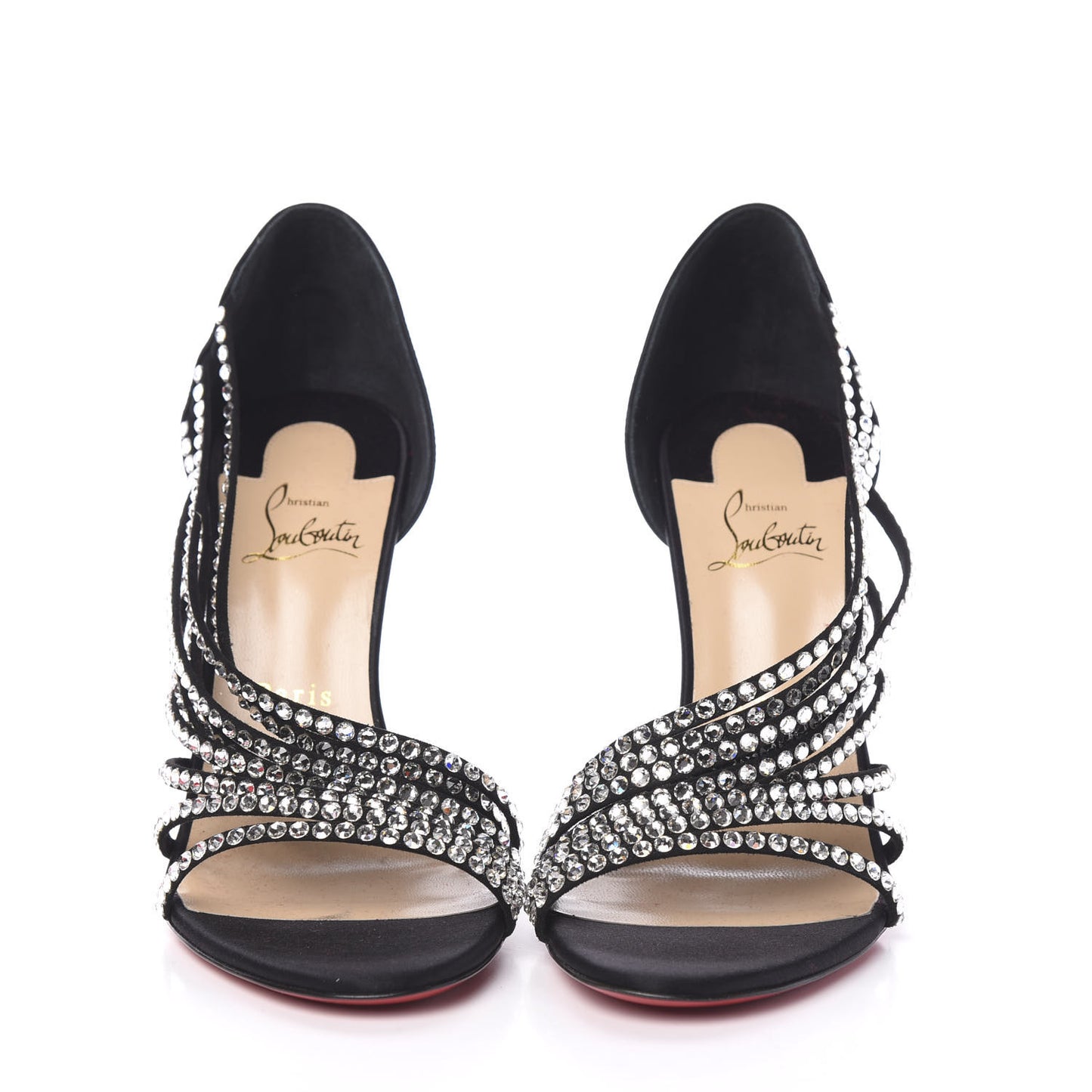 Crepe Satin Strass Norina 100 Sandals 40 Black