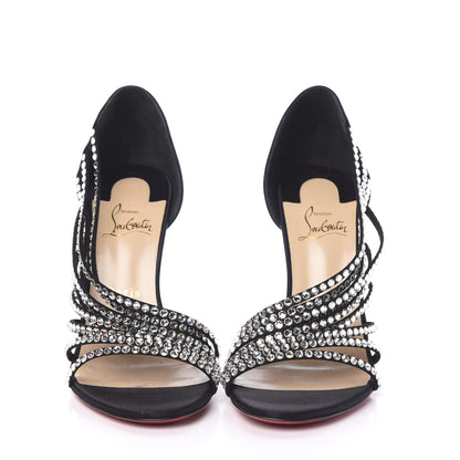Christian Louboutin Crepe Satin Strass Norina 100 Sandals 40 Black 2 of 7