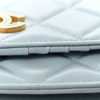 Chanel Lambskin Enamel Quilted Pending CC Clutch With Chain Light Blue 11 of 12