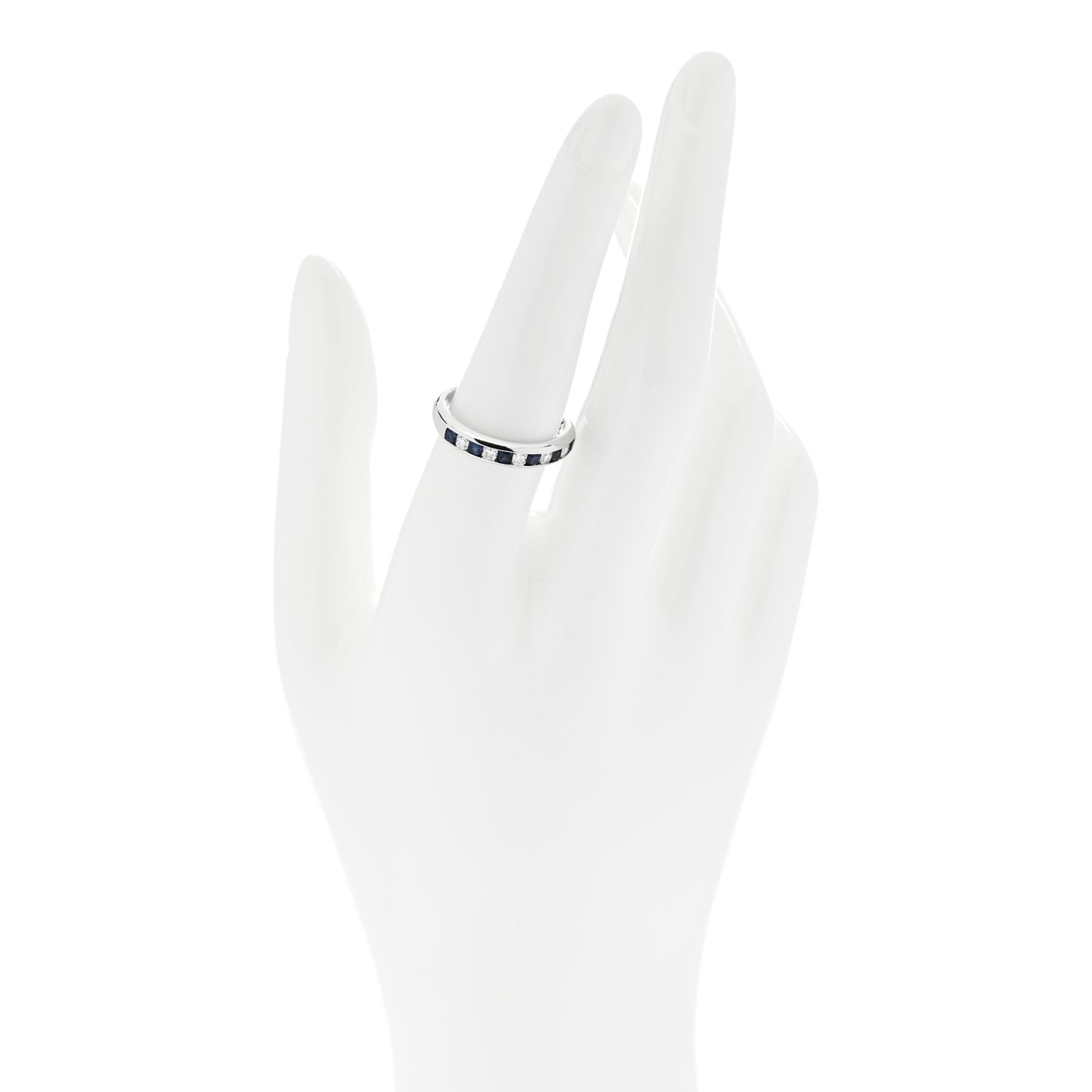 Platinum Diamond Blue Sapphire 4mm Lucida Band Ring 56 7.5