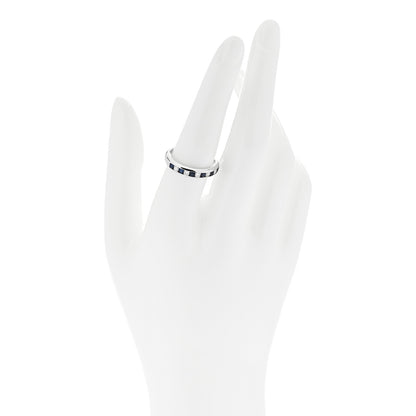 Tiffany Platinum Diamond Blue Sapphire 4mm Lucida Band Ring 56 7.5 2 of 6