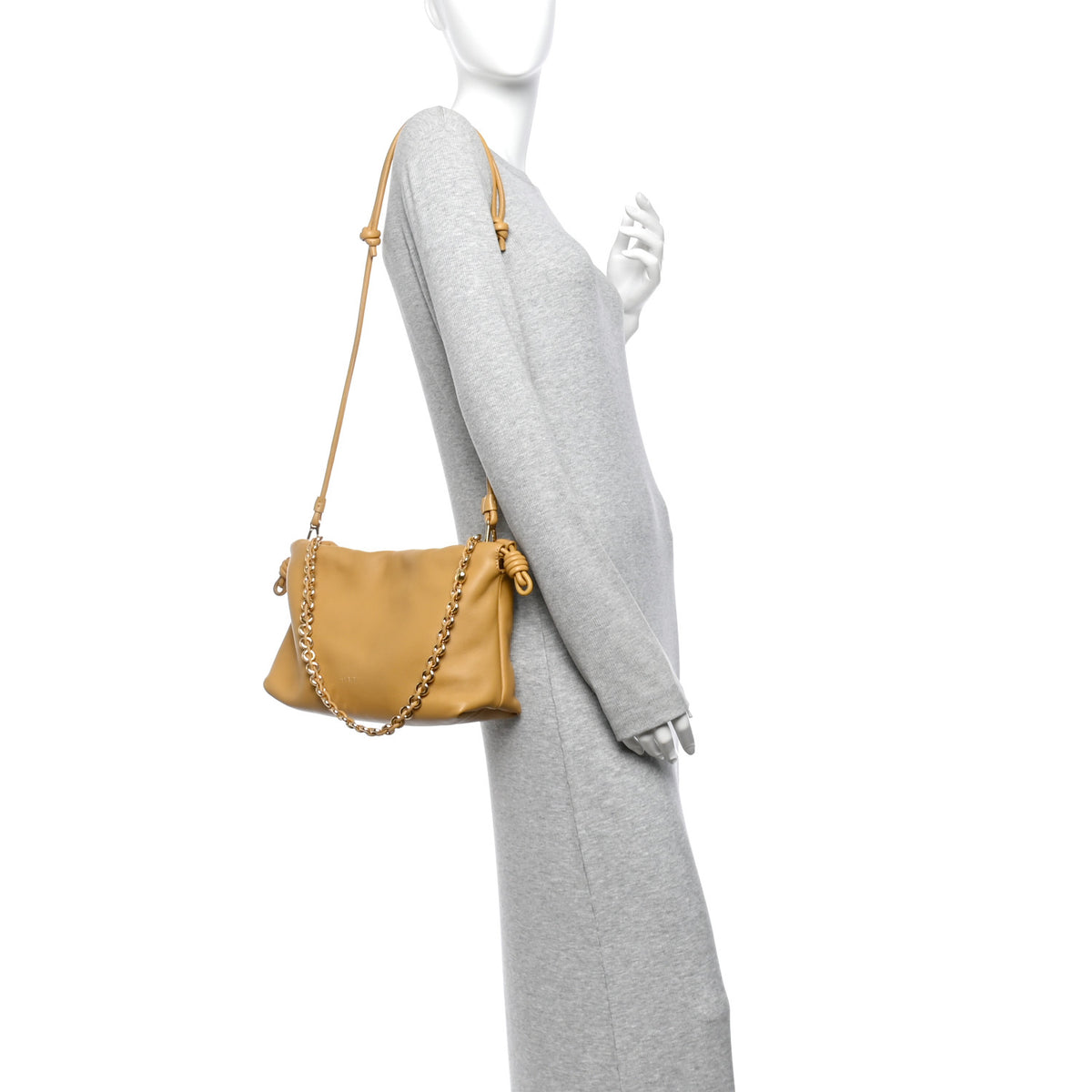 Mellow Nappa Donut Medium Chain Flamenco Knot Clutch Sahara
