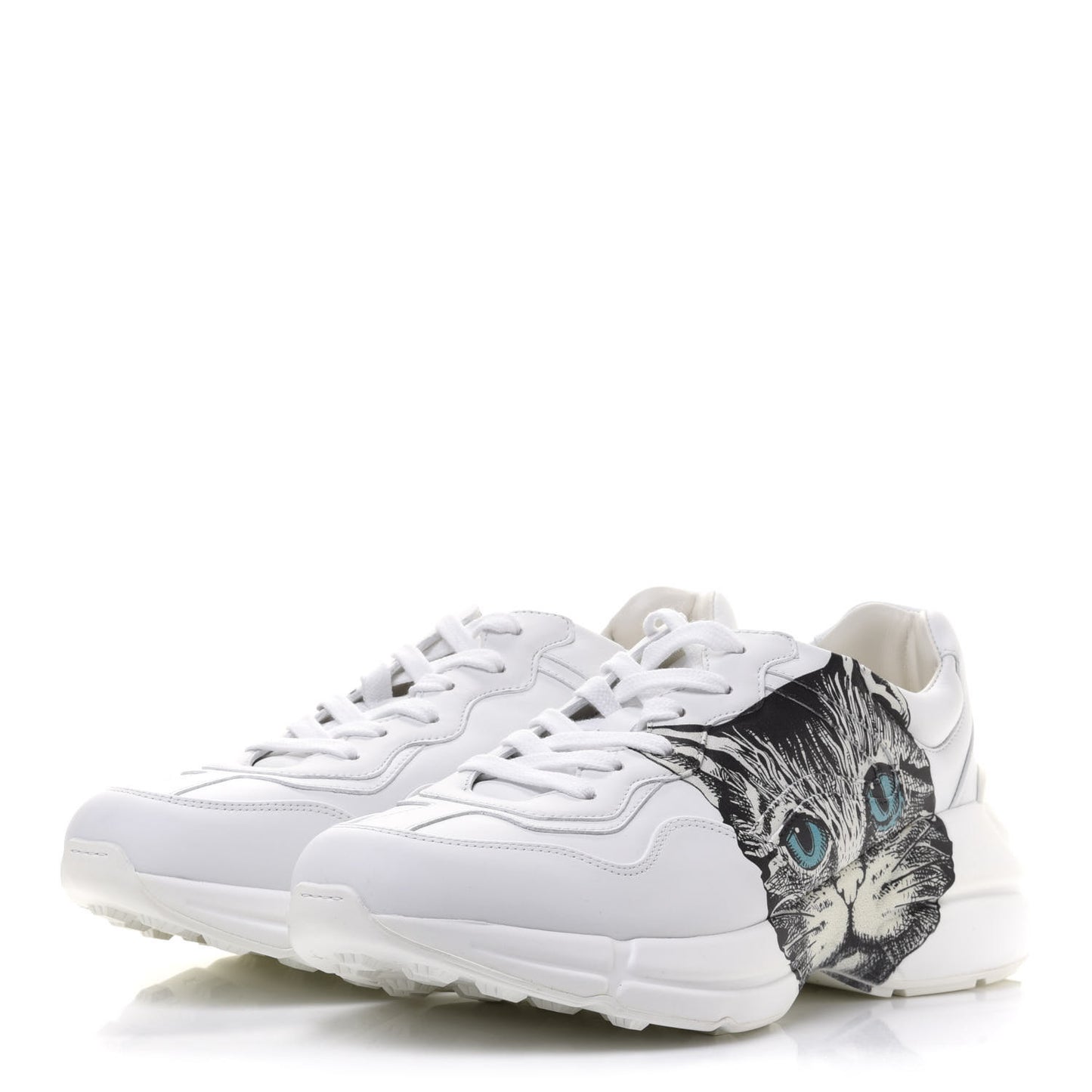 Calfskin Mystic Cat Rhyton Sneakers 40 Great White