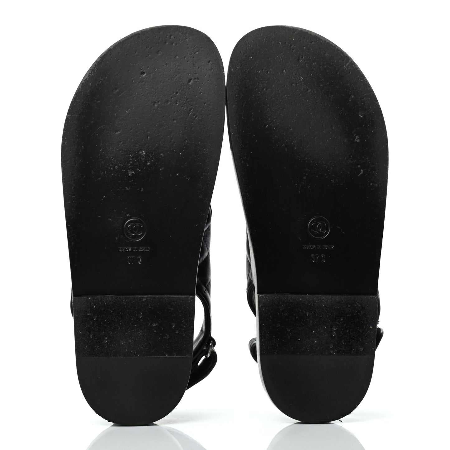 Lambskin Quilted Velcro Dad Sandals 37 So Black