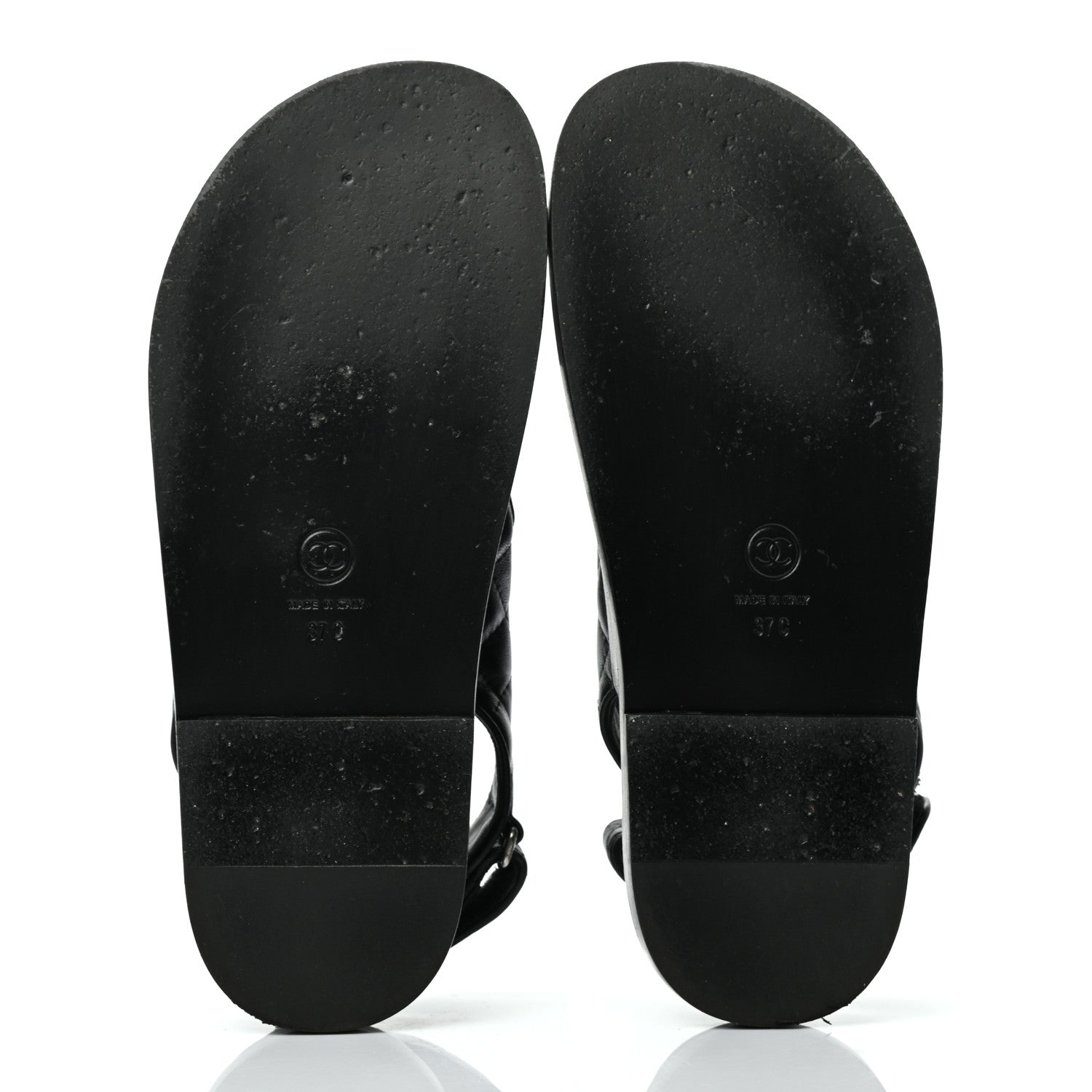 Chanel Lambskin Quilted Velcro Dad Sandals 37 So Black 5 of 10