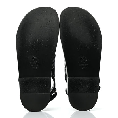 Chanel Lambskin Quilted Velcro Dad Sandals 37 So Black 5 of 10