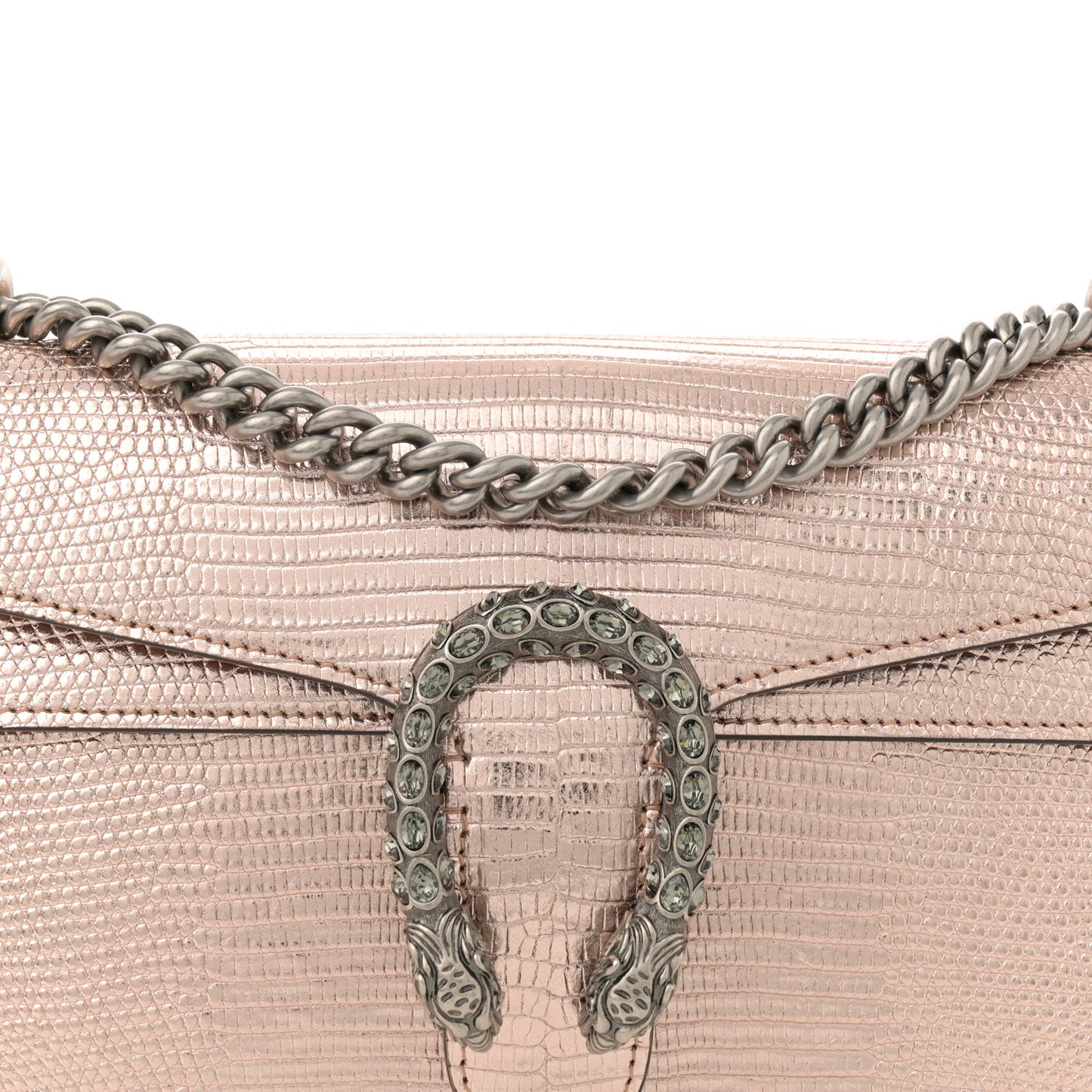 Metallic Lizard Crystal Small Dionysus Shoulder Bag Rose Gold