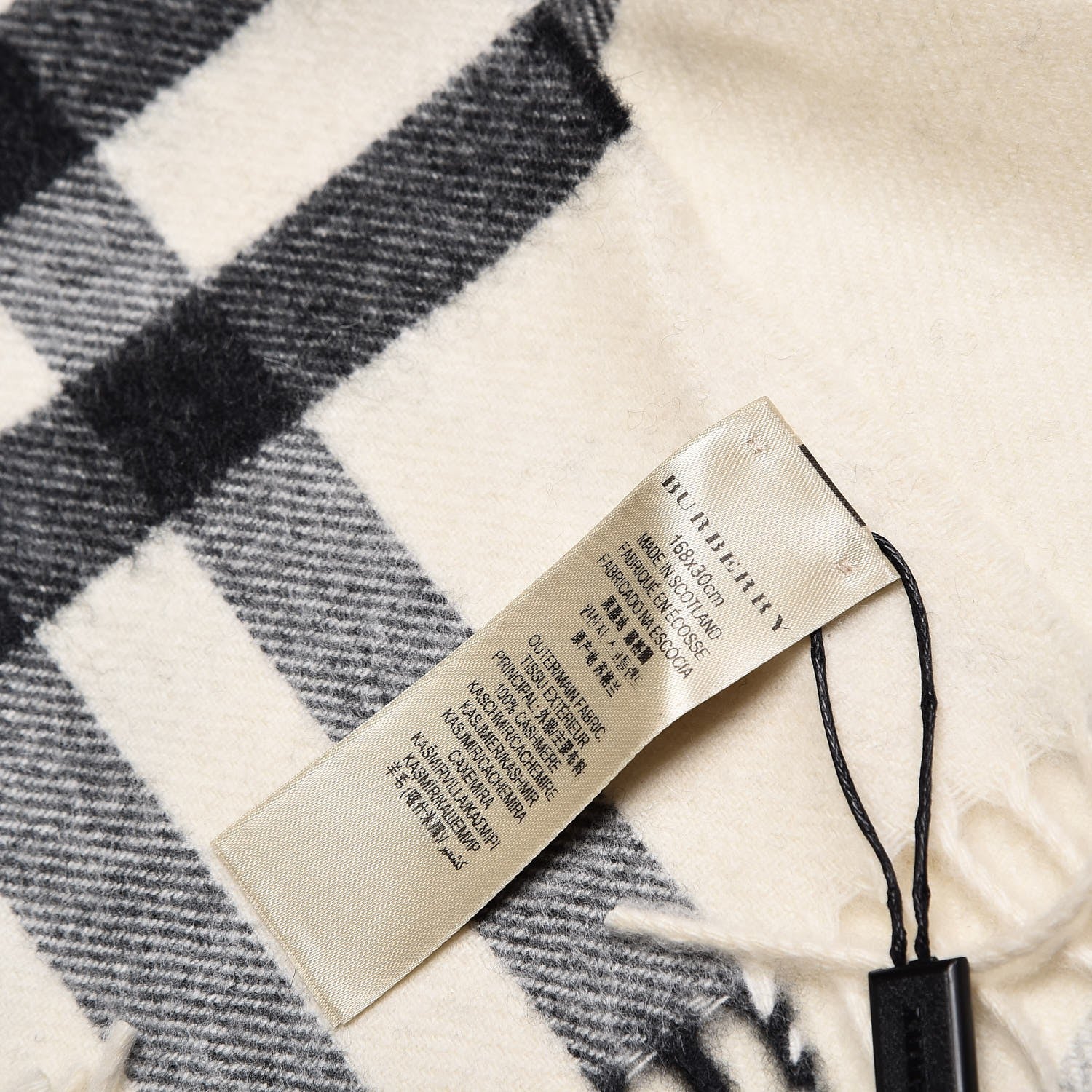Burberry Cashmere Giant Check Fringe Scarf Natural White 5 of 6