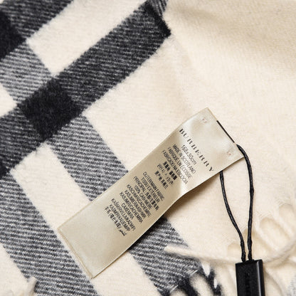 Burberry Cashmere Giant Check Fringe Scarf Natural White 5 of 6
