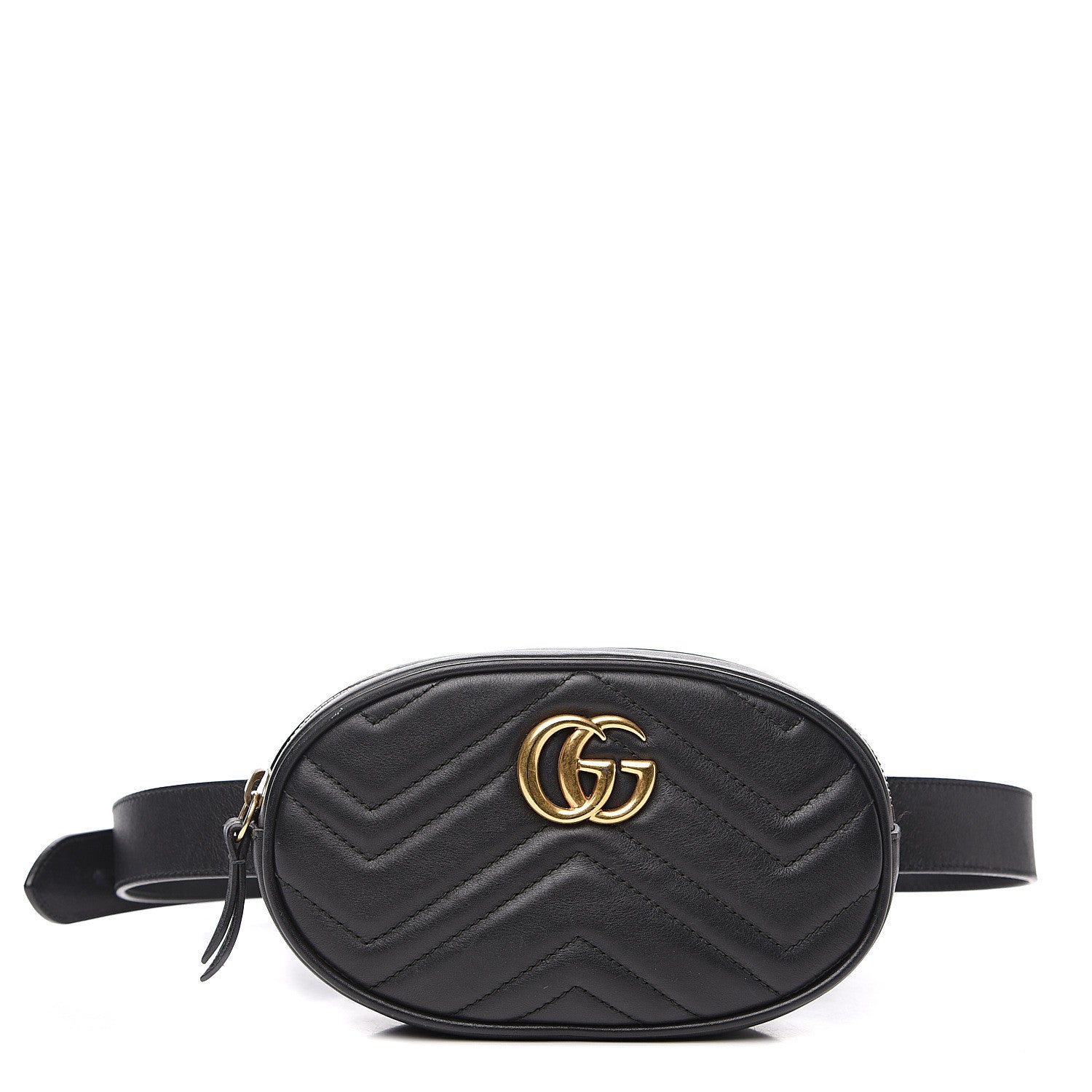 Gucci Calfskin Matelasse GG Marmont Belt Bag 85 34 Black 1 of 12