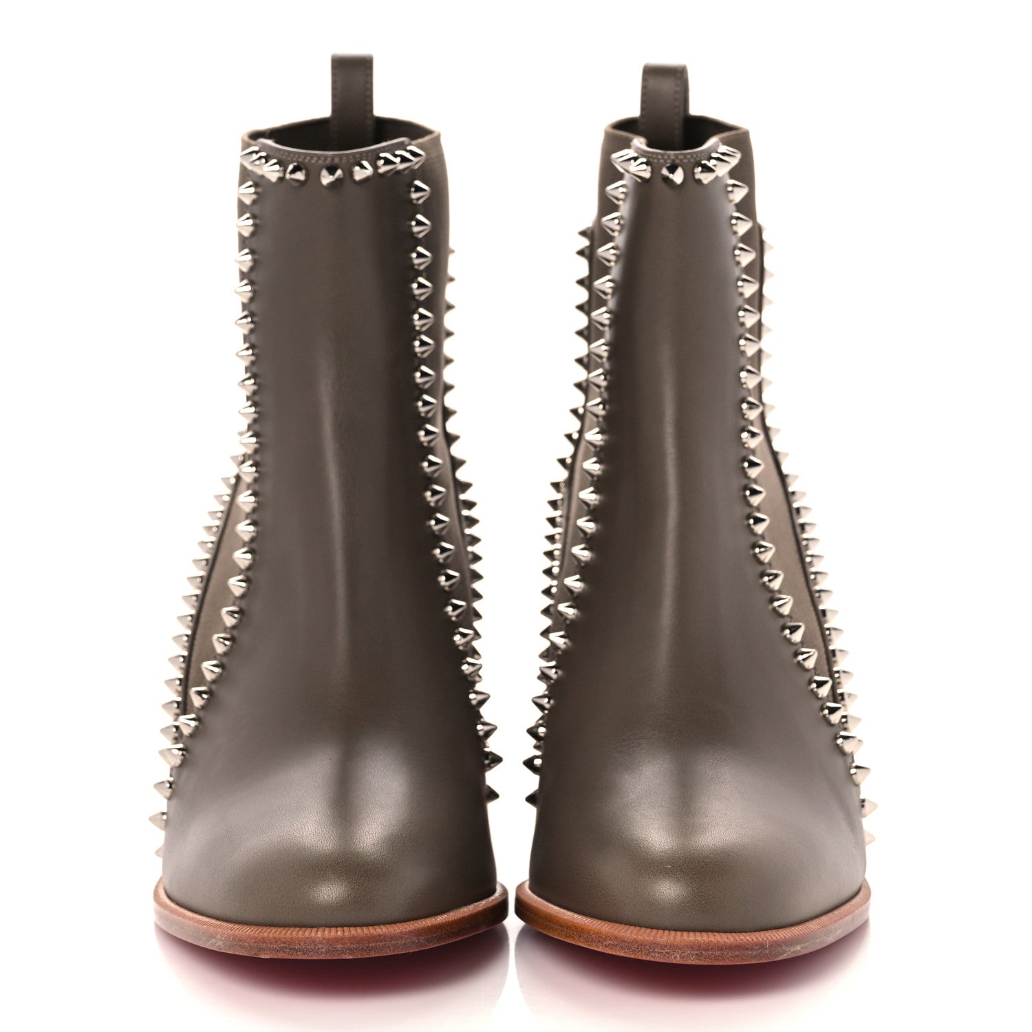 Christian Louboutin Calfskin Spikes Chelsea Outline Boots 37 Silex Grey 2 of 8