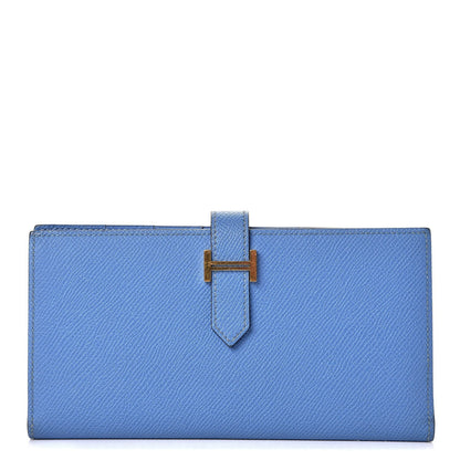 Hermes Epsom Bearn Gusset Wallet Bleu Paradis 1 of 9