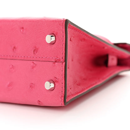 Hermes Ostrich Kelly Sellier Mini 20 Rose Tyrien 10 of 12