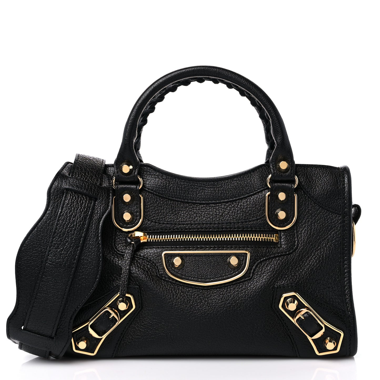 Chevre Gold Metallic Edge Hardware Mini City Black