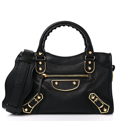 Balenciaga Chevre Gold Metallic Edge Hardware Mini City Black 3 of 10