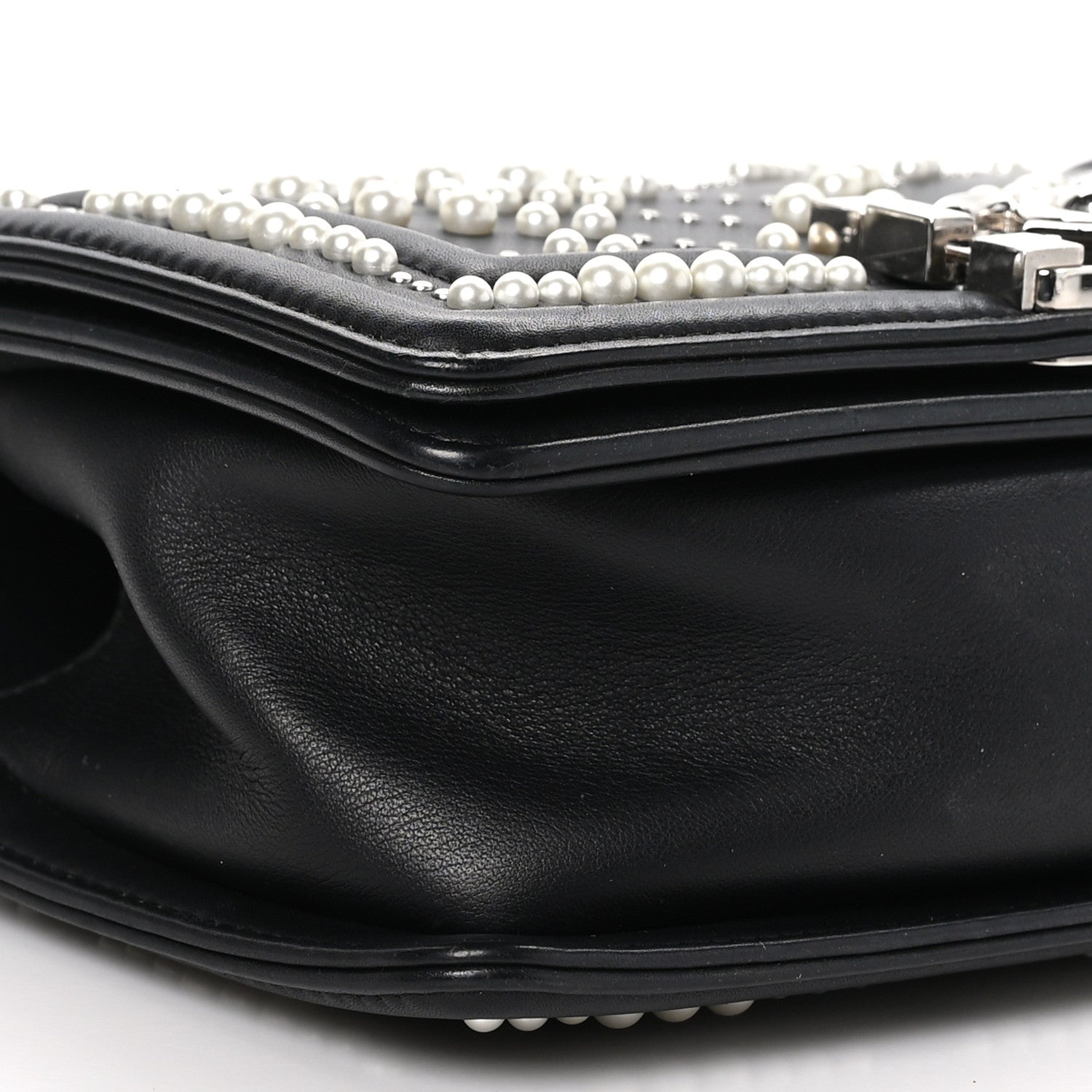 Chanel Calfskin Pearl Chevron Small Boy Flap Black 9 of 10