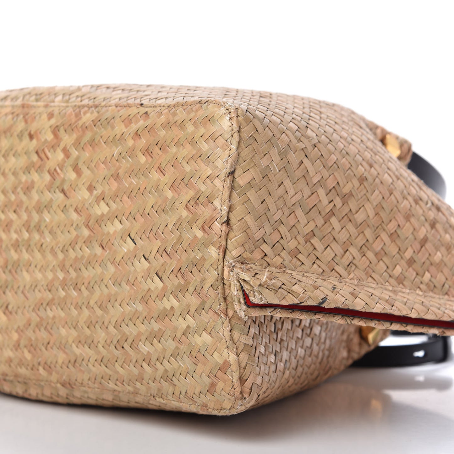Raffia Medium Vlogo Escape Shopper Natural Black Rouge