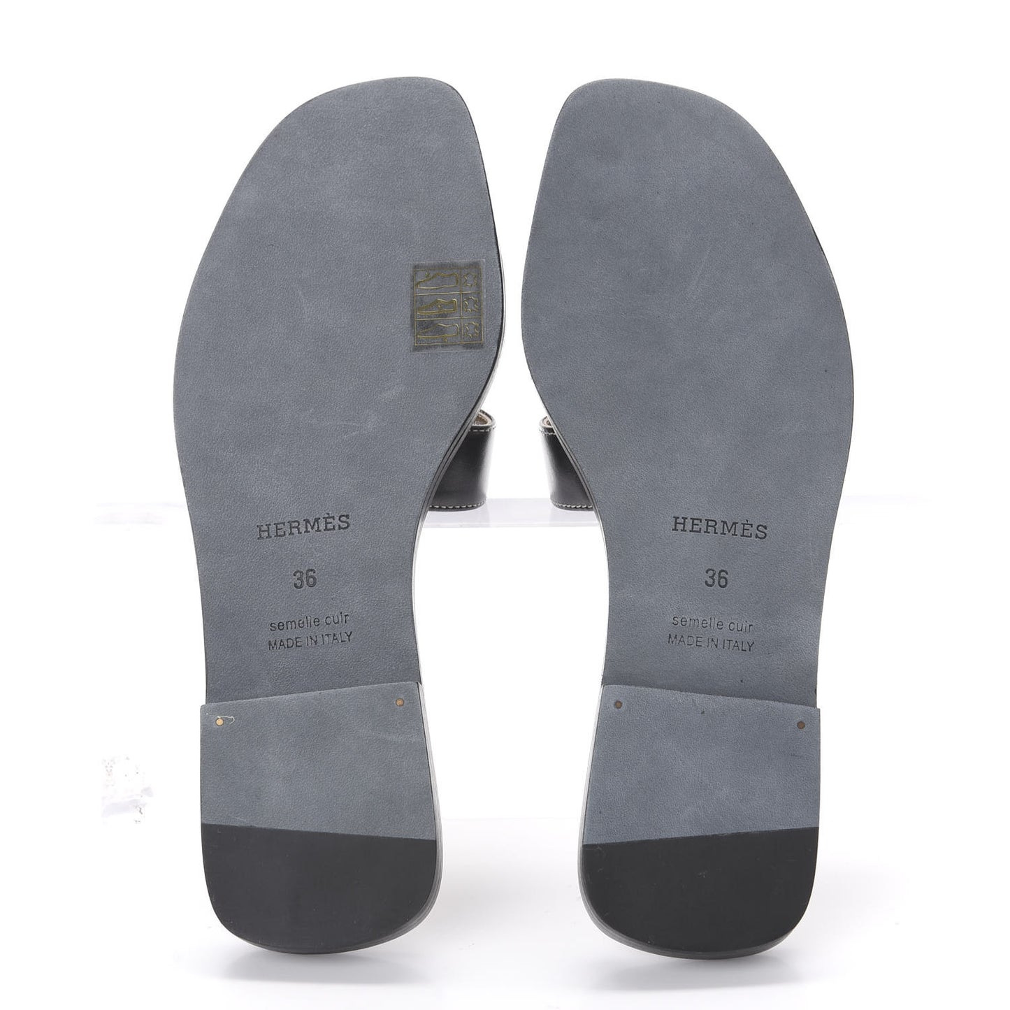 Box Calfskin Oran Sandals 36 Black