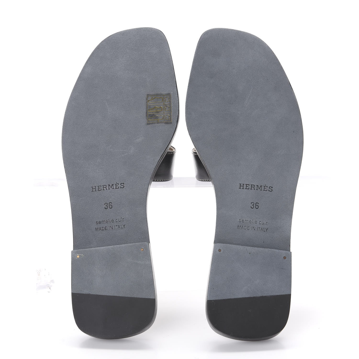 Hermes Box Calfskin Oran Sandals 36 Black 5 of 9