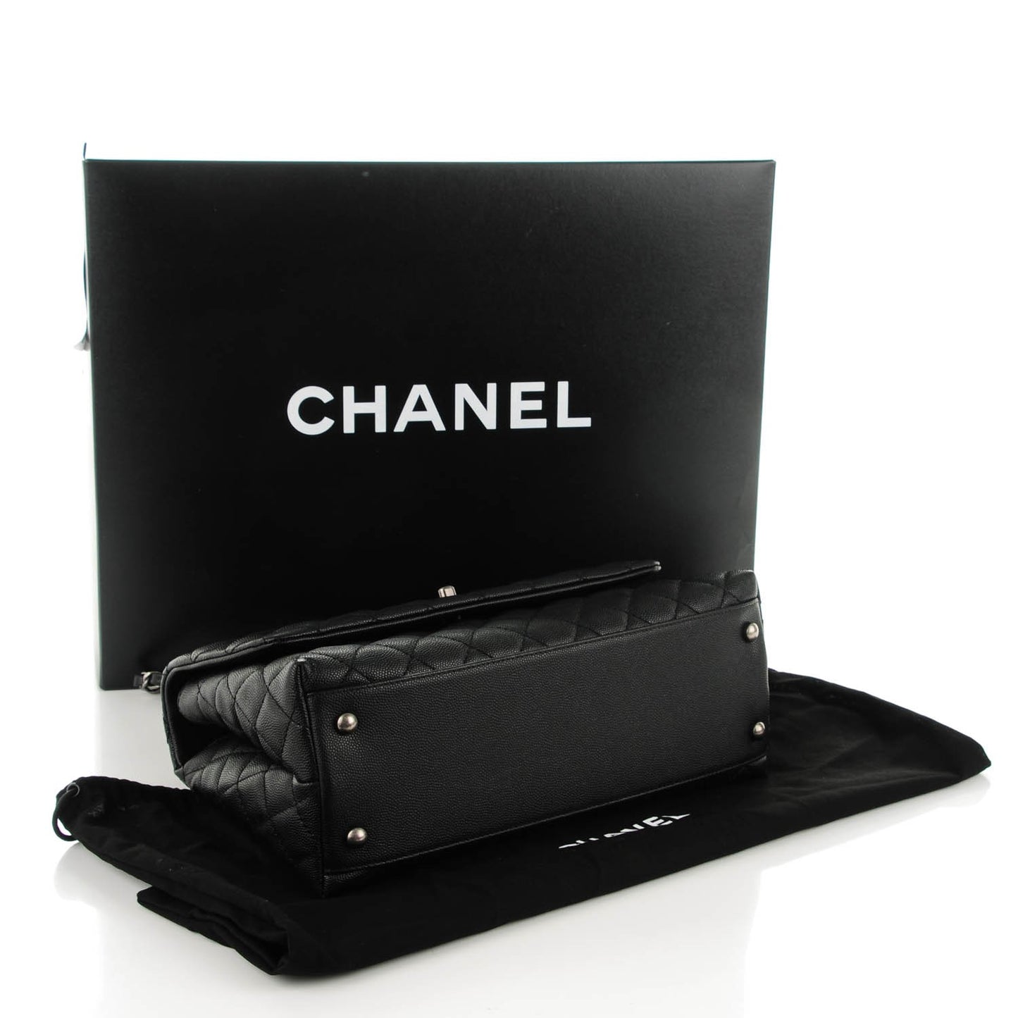 Caviar Lizard Quilted Small Coco Handle Flap Black