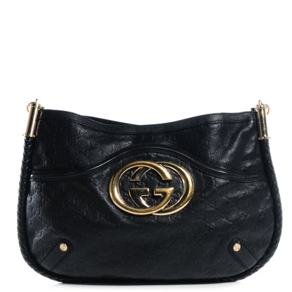 Gucci Guccissima Britt Medium Shoulder Bag Black 1 of 7