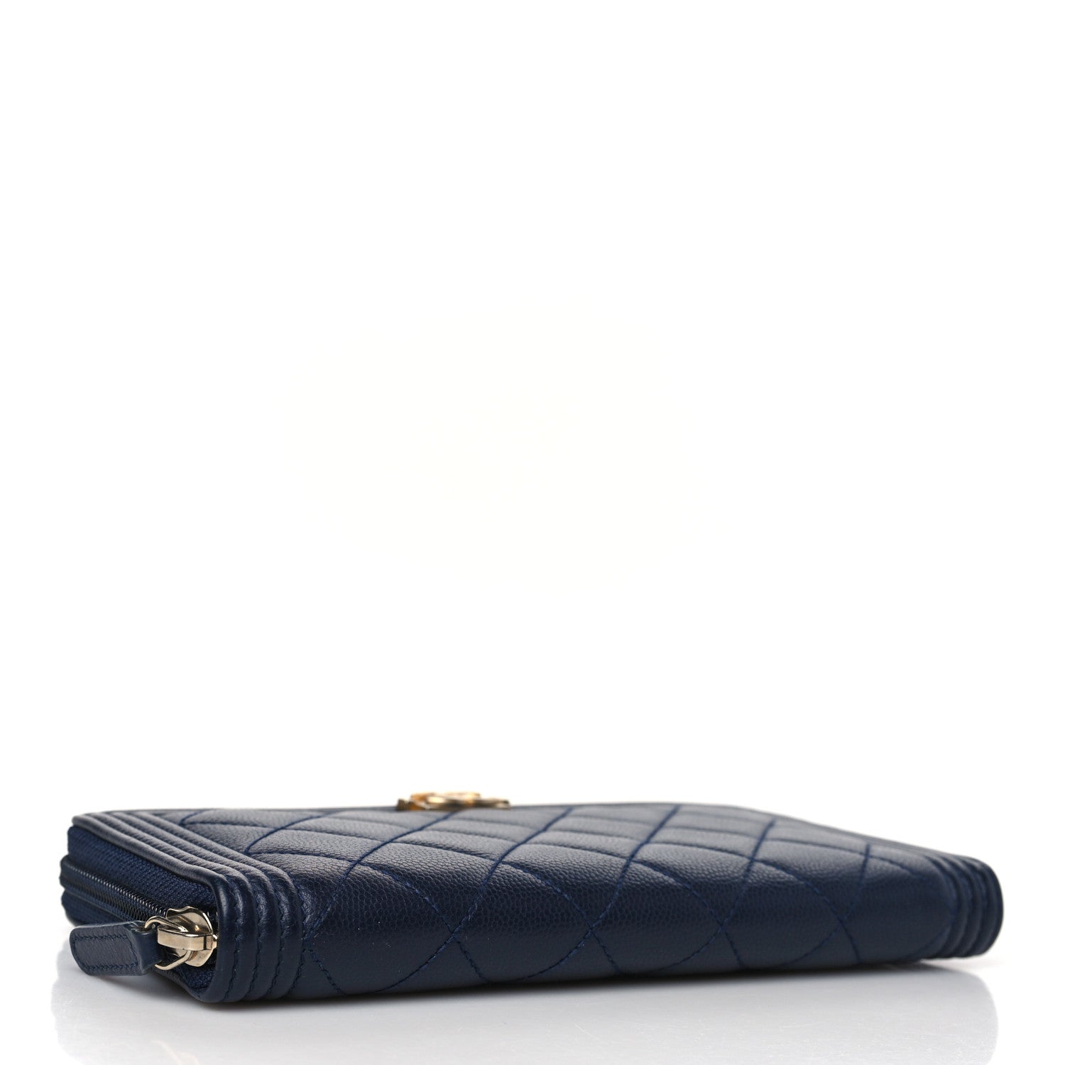 Chanel Caviar Quilted Boy Long Zip Around Wallet Navy 4 of 9