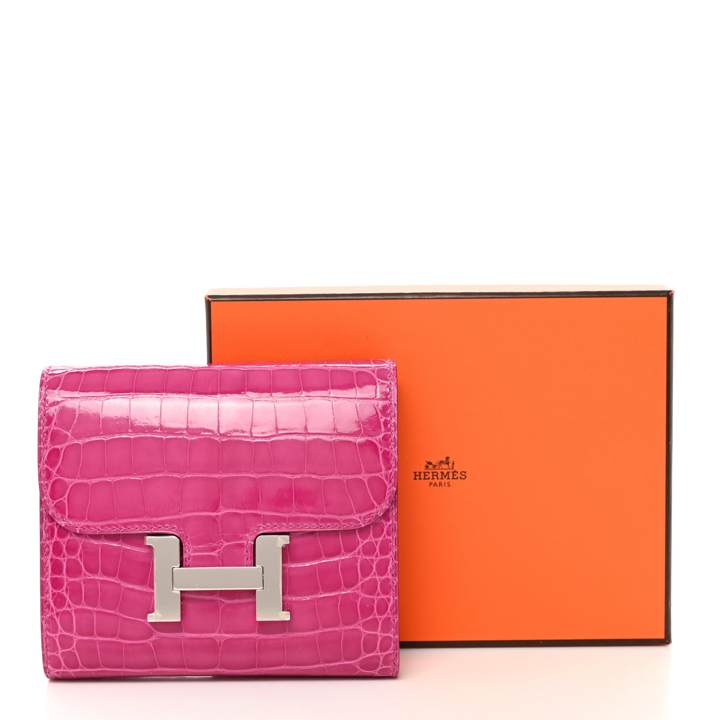 Shiny Alligator Constance Short Wallet Rose Scheherazade