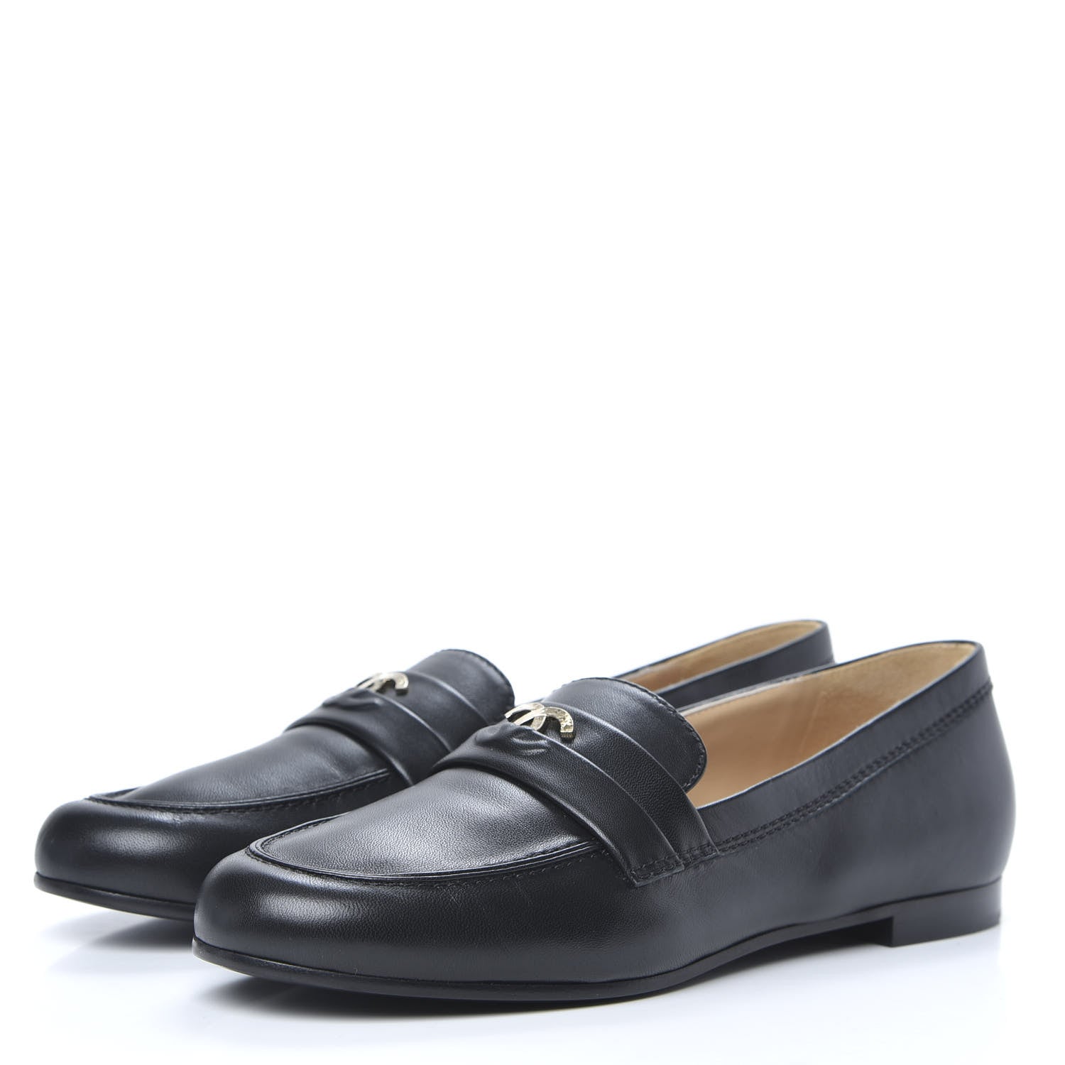 Chanel Lambskin CC Loafers 39 Black 3 of 9