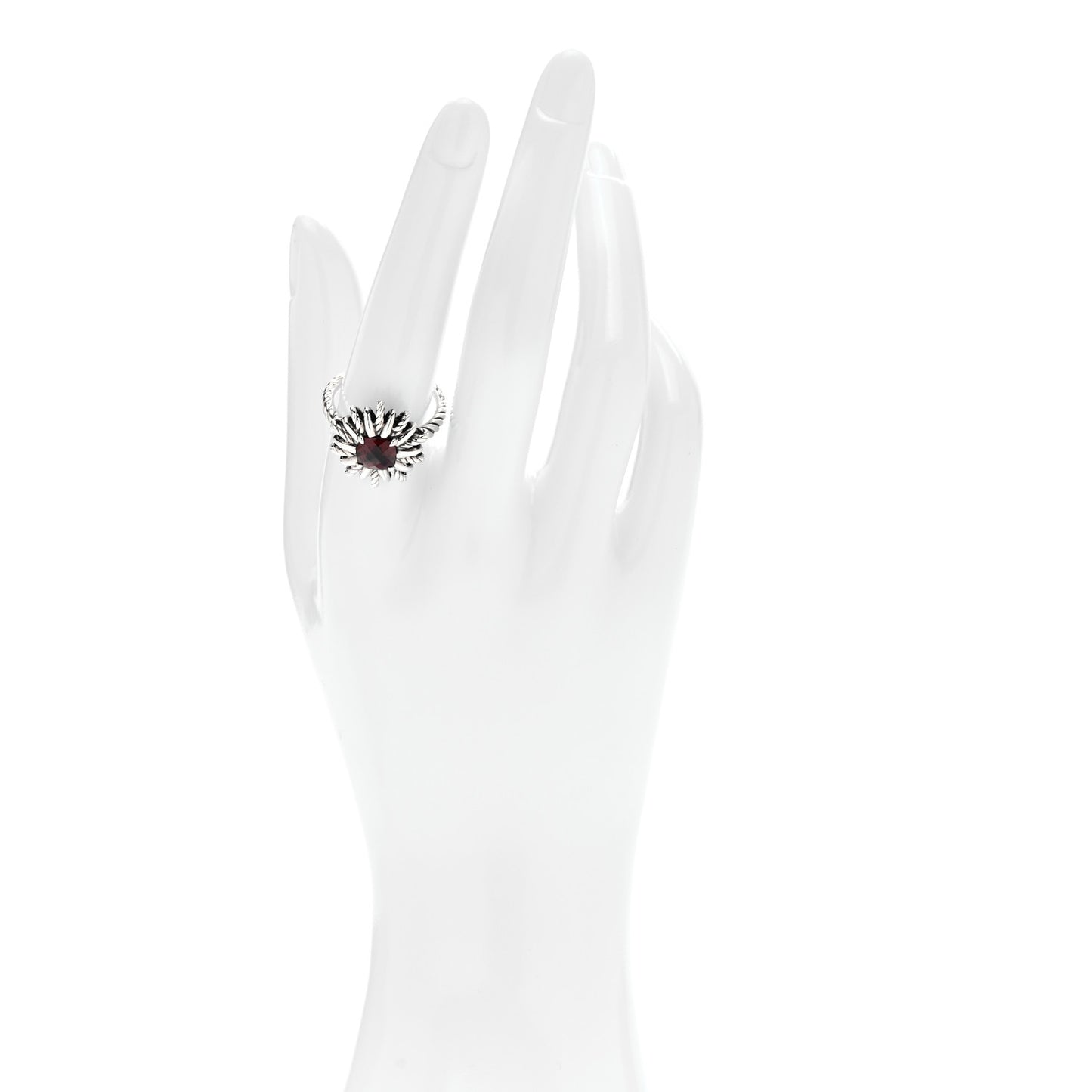 Sterling Silver Garnet Starburst Ring 57 8
