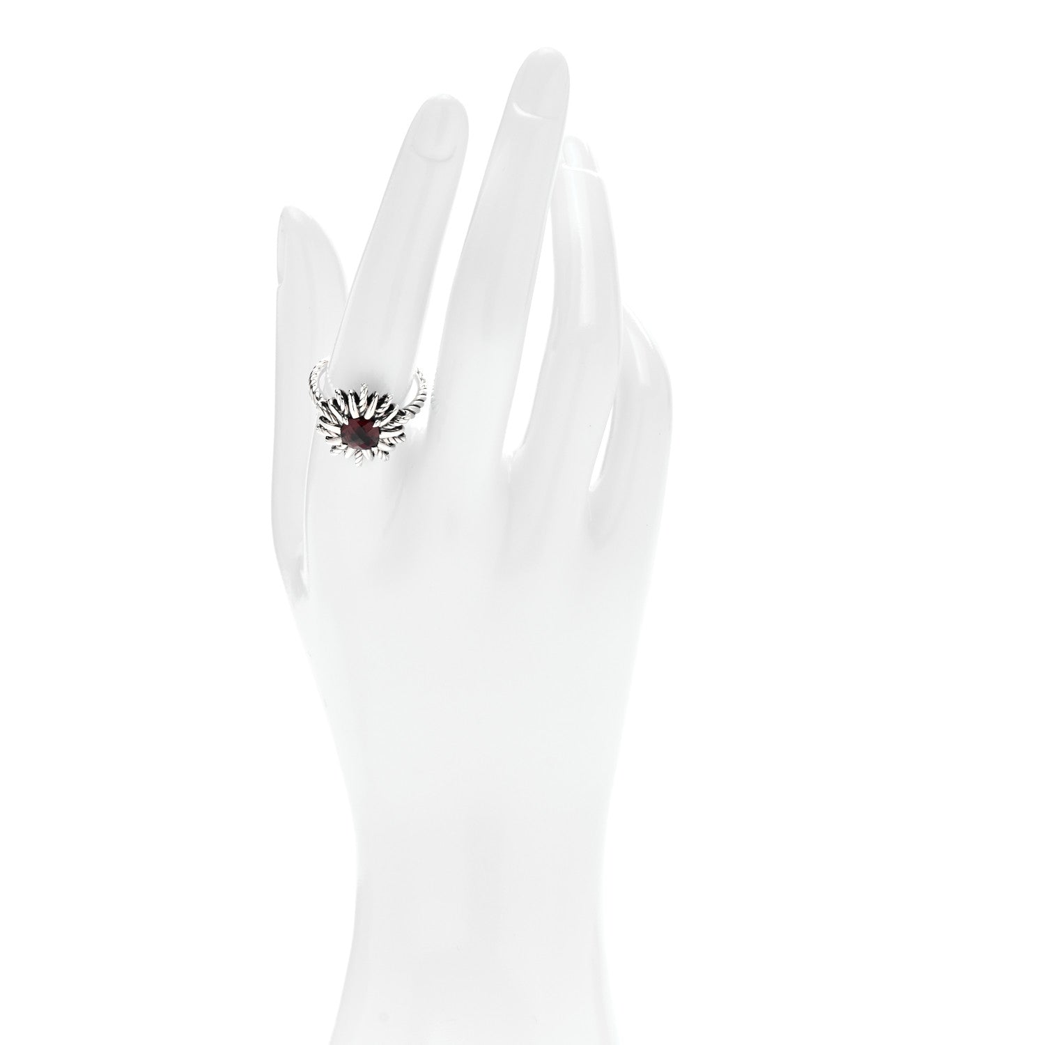 David Yurman Sterling Silver Garnet Starburst Ring 57 8 2 of 6