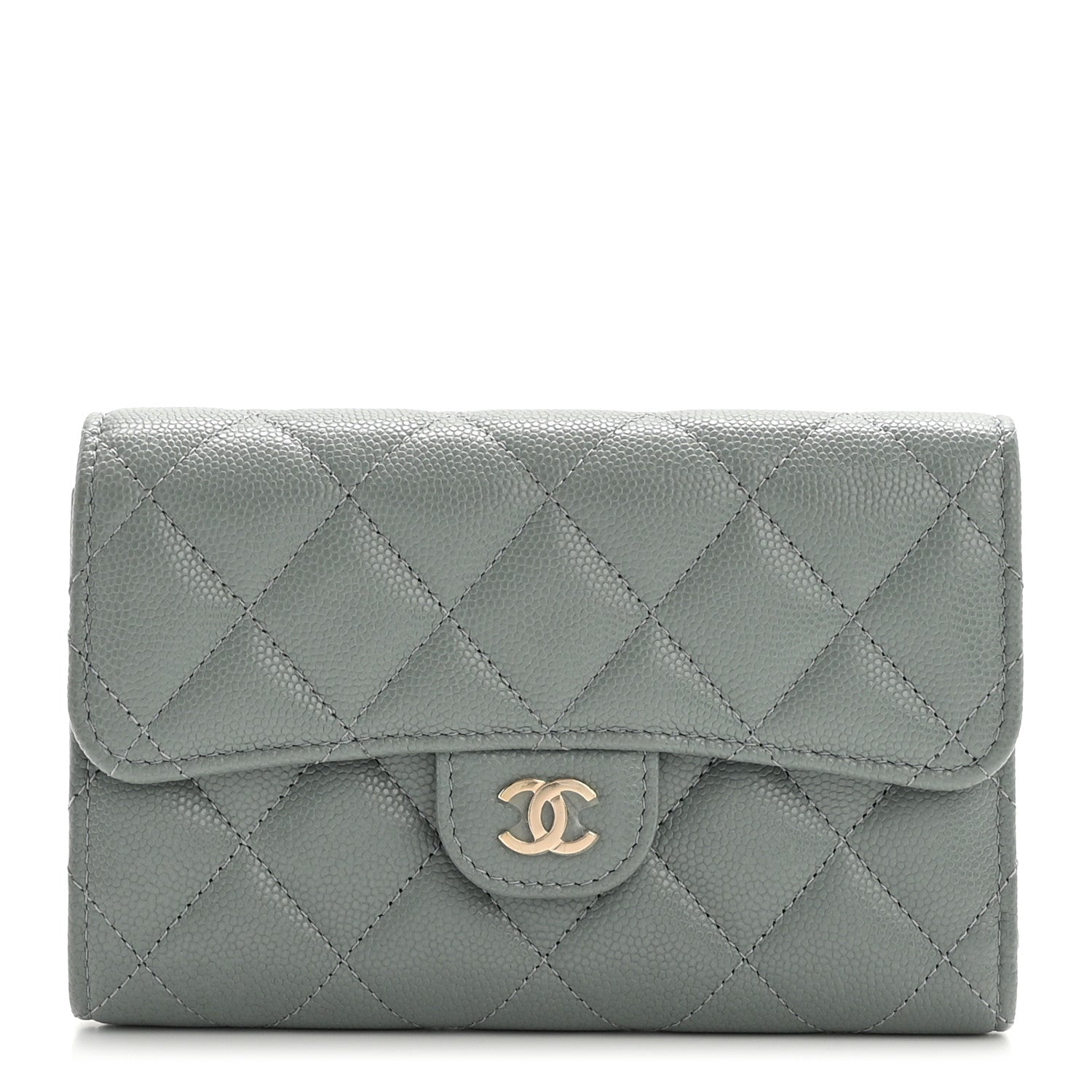 Chanel Caviar Quilted Medium Flap Wallet Light Green 1 of 7