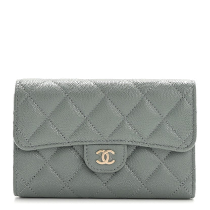 Chanel Caviar Quilted Medium Flap Wallet Light Green 1 of 7