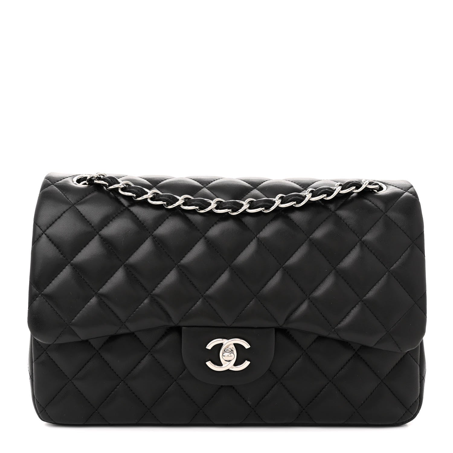 Chanel Lambskin Quilted Jumbo Double Flap Black 1 of 15