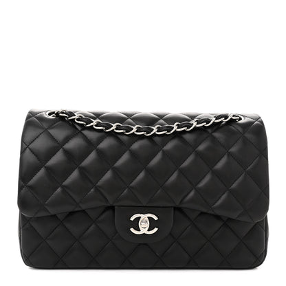 Chanel Lambskin Quilted Jumbo Double Flap Black 1 of 15