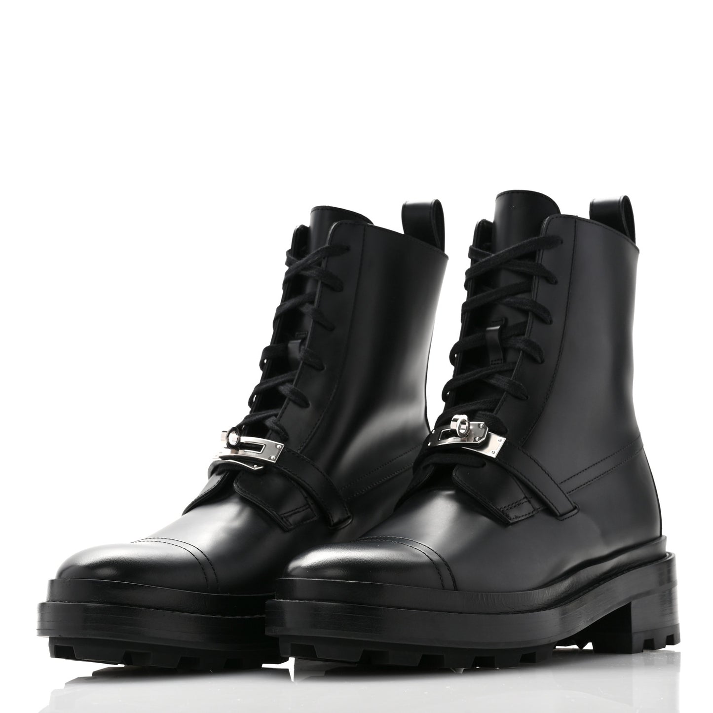Glossed Calfskin Funk Ankle Boots 38.5 Black